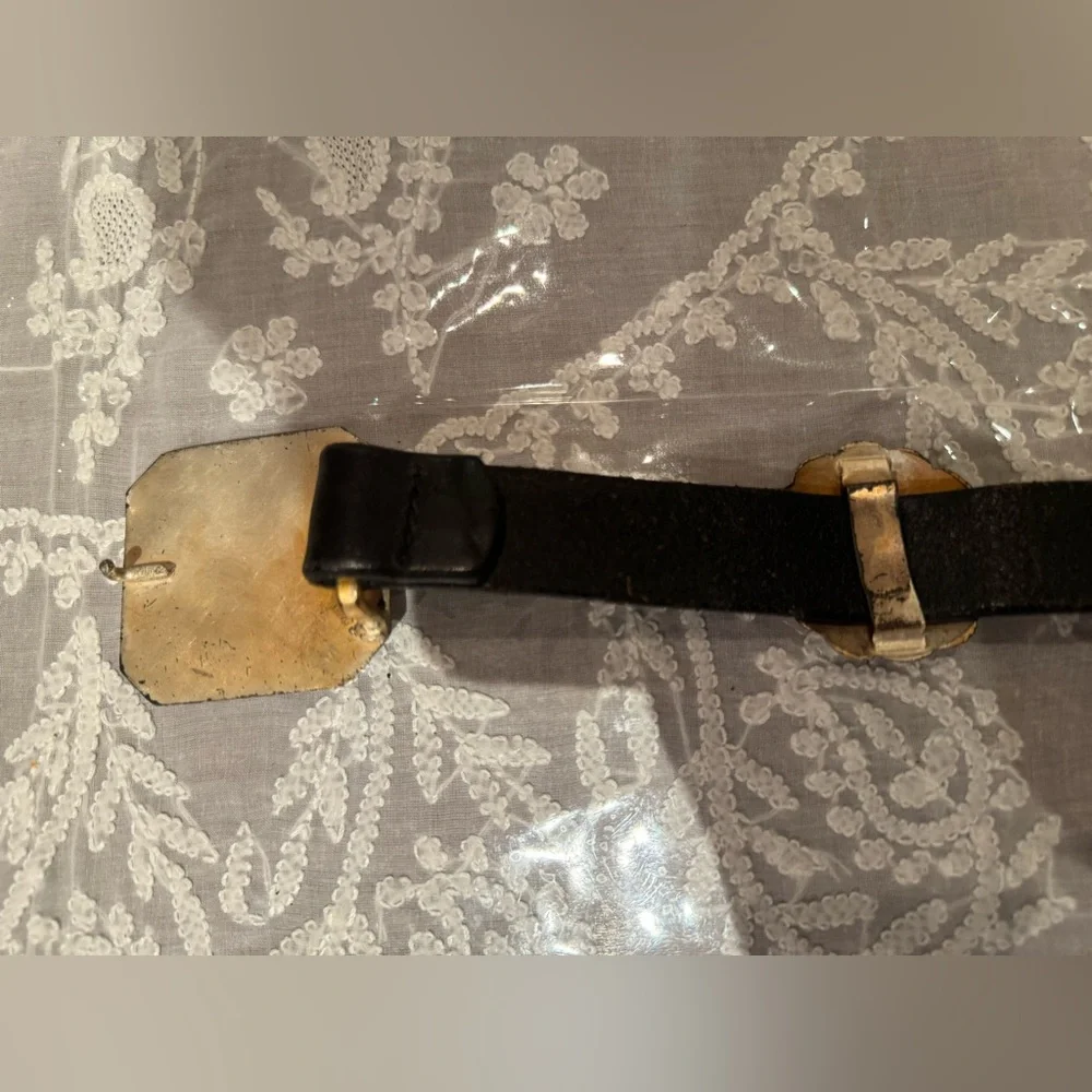 ❤️ RALPH LAUREN Black Leather Belt with Silver Accents - Picture 11 of 16